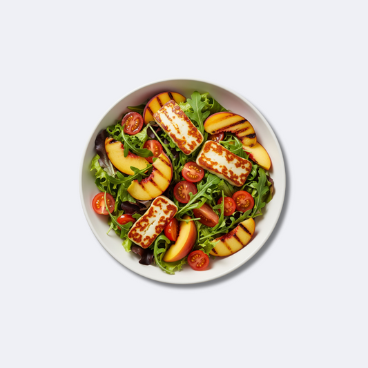 grilled halloumi & peach salad